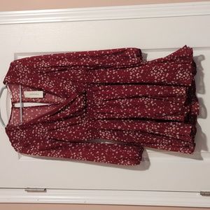 Mi AMI Burgundy/White Long Sleeve Dress Size S